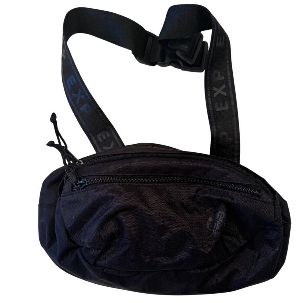 EXP Black Belt Bag  Hip Pack EUC Two Zipper Adjustable Express Brand
